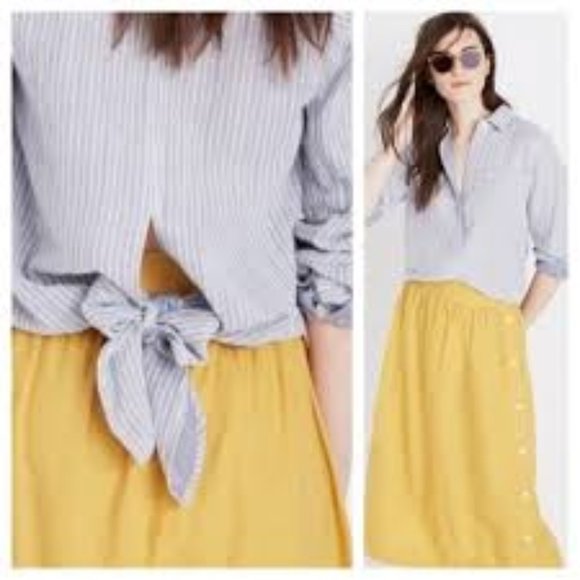 Madewell Tops - Madewell Pinstripe Cotton Back Tie Top Sz M